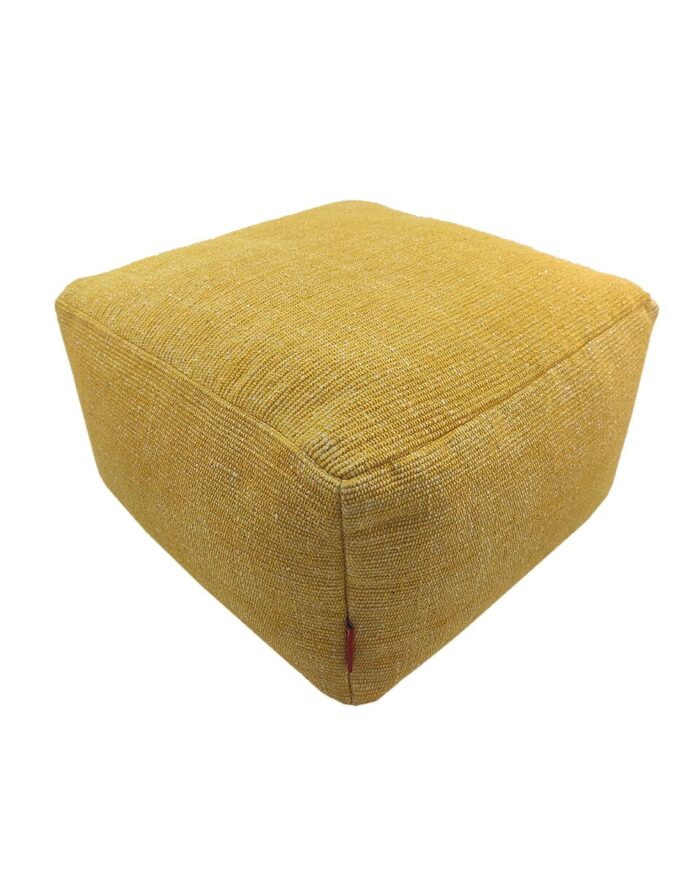 ⁦Yellow Color Bedroom Decor Cotton Pouf - PF 069 (50x50x30cm)⁩ - الصورة ⁦1⁩