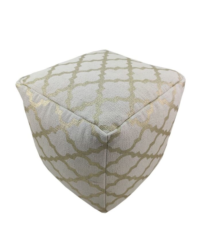 ⁦White Color Drawing Room Cotton Pouf - PF 080 (40x40x40cm)⁩ - الصورة ⁦1⁩