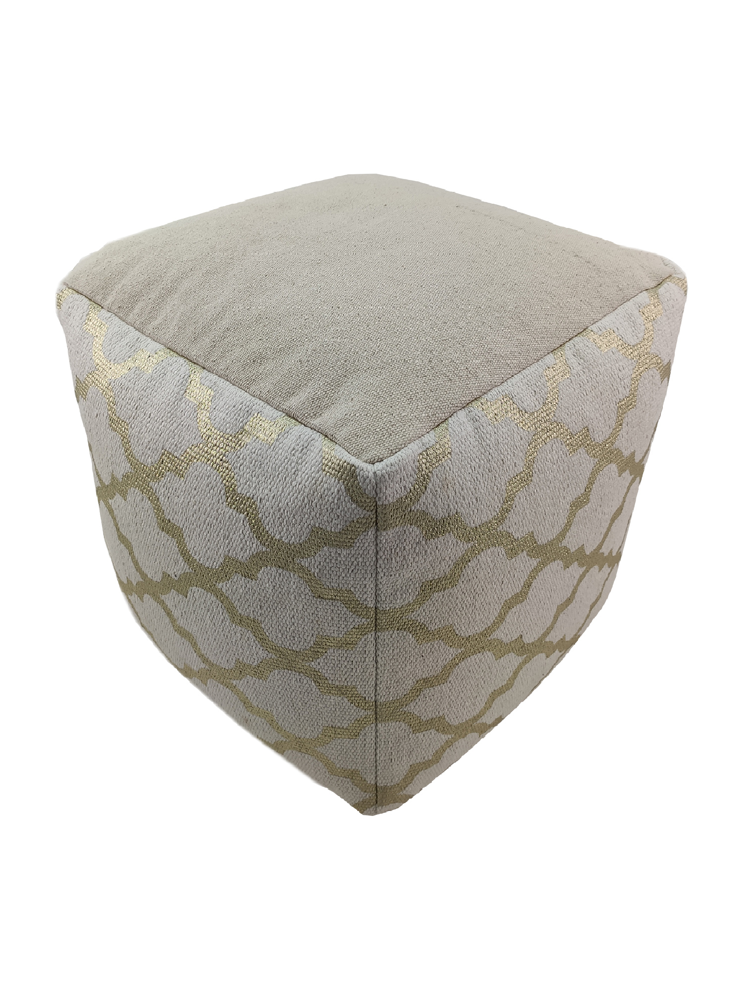 IMG_20220714_130012.jpg White Color Drawing Room Cotton Pouf - PF 080 (40x40x40cm) - Image 3