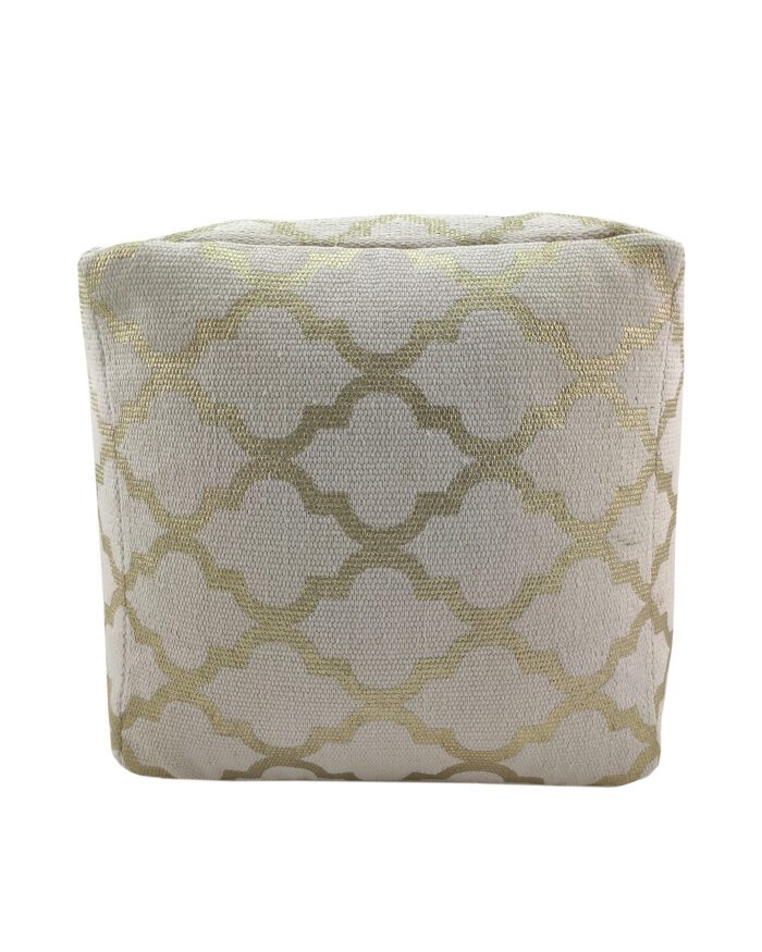 ⁦White Color Drawing Room Cotton Pouf - PF 080 (40x40x40cm)⁩ - الصورة ⁦2⁩