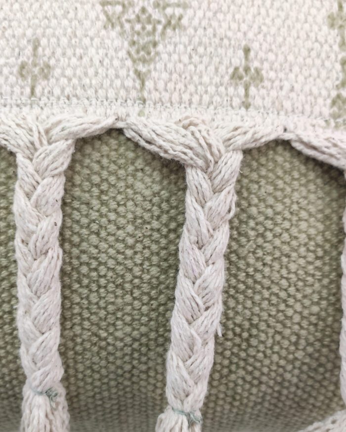 White & Green Color Cotton Cushion with Filler for Living Room, Bed, Couch - CS 174 (30x90cm) - Image 3