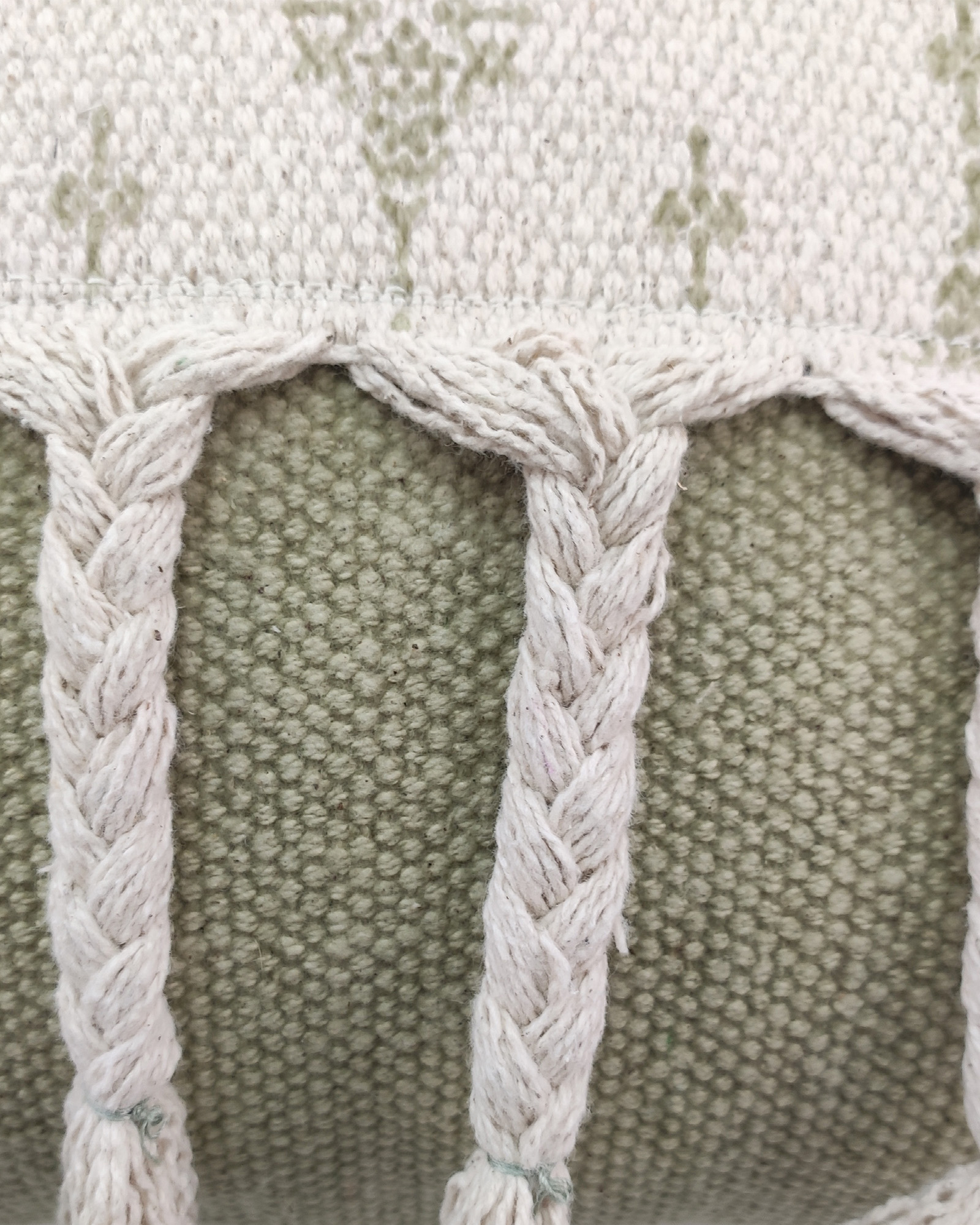 IMG_20220714_130502-1.jpg White & Green Color Cotton Cushion with Filler for Living Room, Bed, Couch - CS 174 (30x90cm) - Image 3
