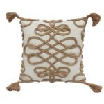 Natural Cotton and Polyester Cushion Cover with Filler, Embroidery, and Tassel for Bed and Couch - CS 158 (45x45cm)
