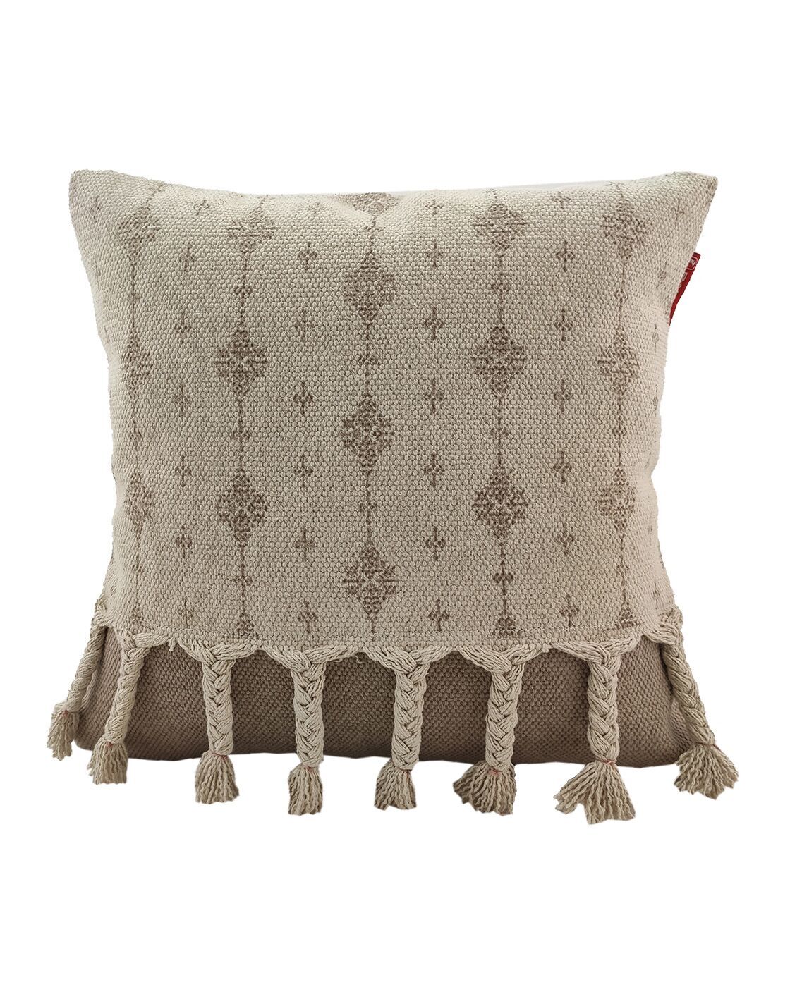 IMG_20220714_153221-1120x1400-1.jpg White and Beige Color Cotton Cushion with Filler for Living Room, Bed, Couch - CS 175 (45x45cm) - Image 1