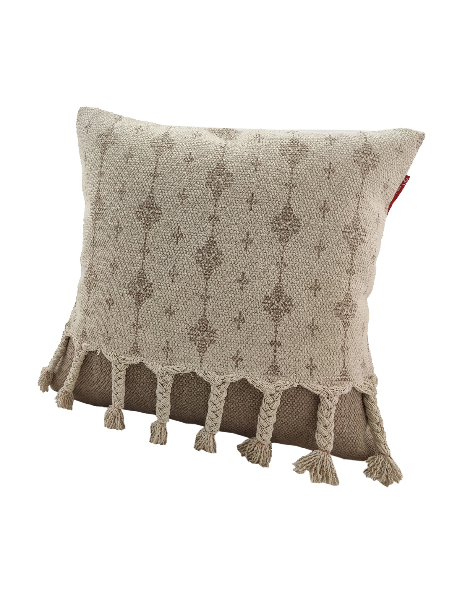 IMG_20220714_153222.jpg White and Beige Color Cotton Cushion with Filler for Living Room, Bed, Couch - CS 175 (45x45cm) - Image 2