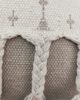 White and Beige Color Cotton Playroom Pouf with Tassel - PF 077 (40x40x40cm) - Image 3