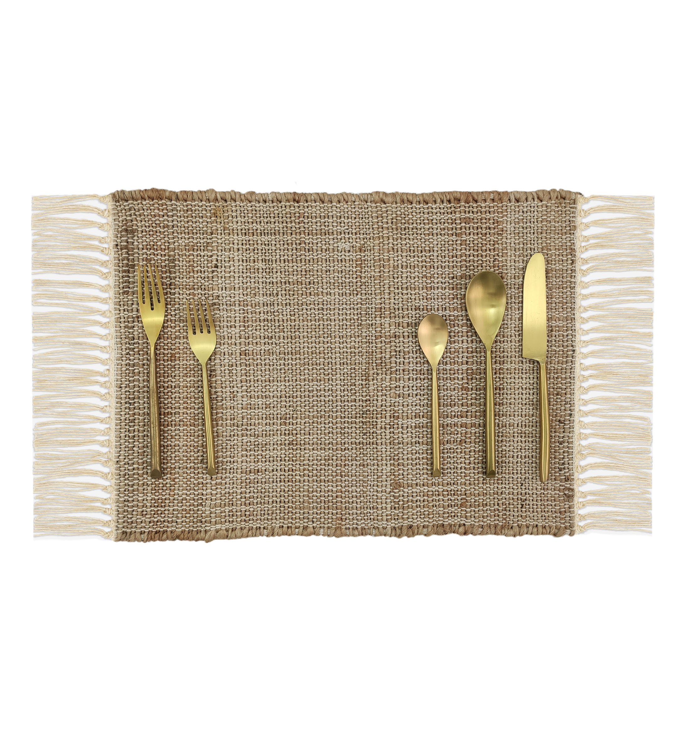 IMG_20220715_094733-3.jpg Jute and Cotton Placemat Natural Color - PM 045 (30X44cm) - الصورة 2