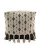 Bedroom White and Black Pouf with Tassel - PF 074 (40x40x40cm) - الصورة 3