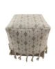 White and Beige Color Cotton Playroom Pouf with Tassel - PF 077 (40x40x40cm) - Image 2