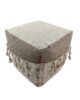 White and Beige Color Cotton Playroom Pouf with Tassel - PF 077 (40x40x40cm) - Image 4
