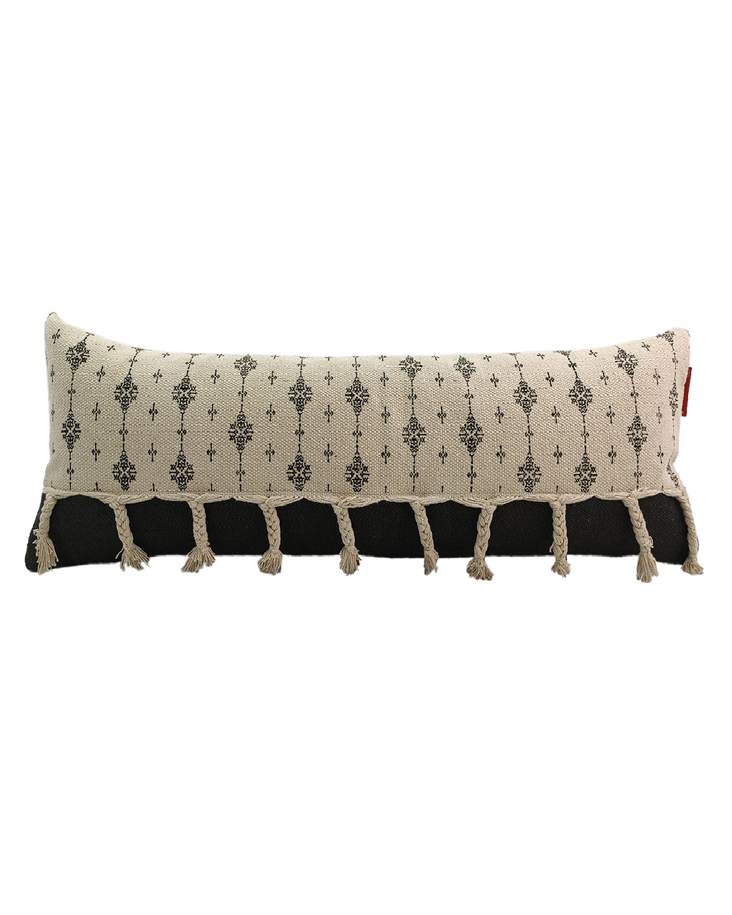 IMG_20220716_10490-3.jpg White & Black Color Cotton Cushion with Filler for Window Seat, Floor - CS 172 (30x90cm) - Image 1