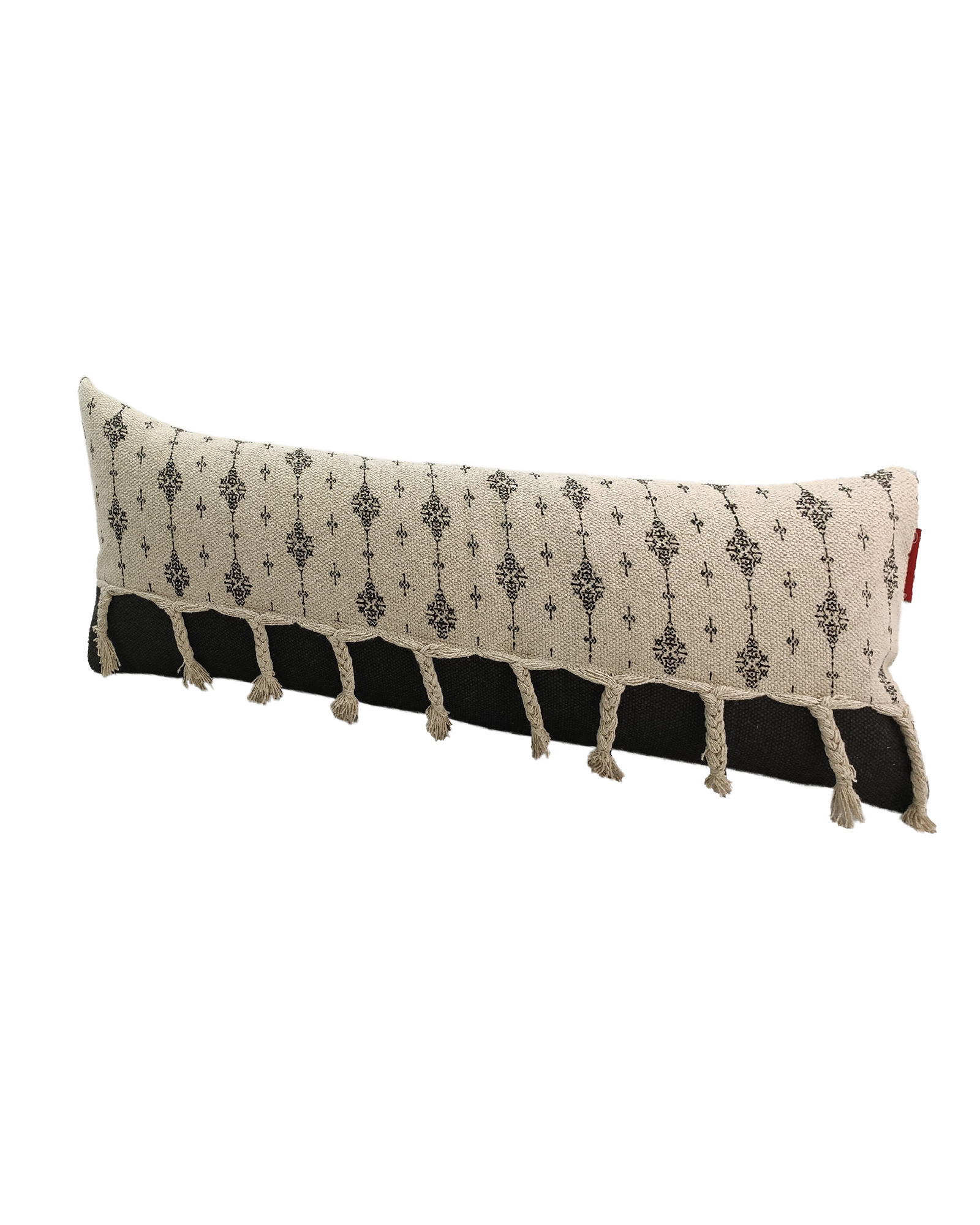 IMG_20220716_104910-1.jpg White & Black Color Cotton Cushion with Filler for Window Seat, Floor - CS 172 (30x90cm) - Image 2