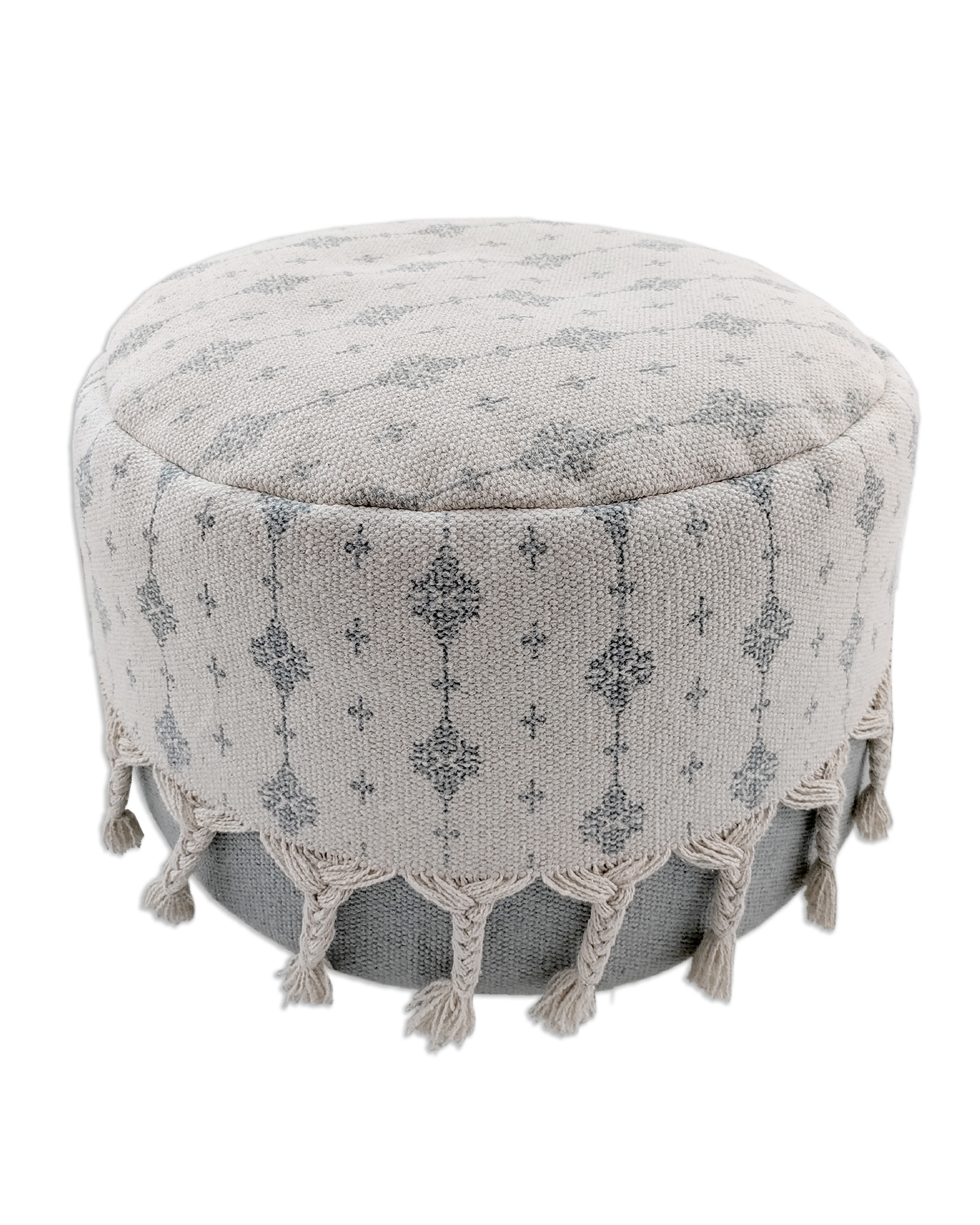 IMG_20220810_113732.jpg Soft White and Grey Pouf for Balcony - PF 075 (50x50x30cm) - الصورة 1