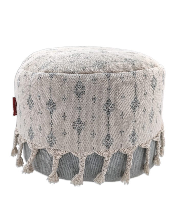 ⁦Soft White and Grey Pouf for Balcony - PF 075 (50x50x30cm)⁩ - الصورة ⁦2⁩