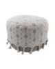 White and Beige Color Cotton Playroom Pouf with Tassel - PF 077 (50x50x30cm)