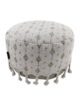 White and Green Color Study Room Pouf with Tassel - PF 076 (50x50x30cm)