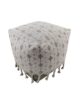 White and Green Color Study Room Pouf with Tassel - PF 076 (40x40x40cm)