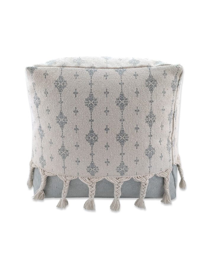 ⁦Soft White and Grey Pouf for Balcony - PF 075 (40x40x40cm)⁩ - الصورة ⁦2⁩