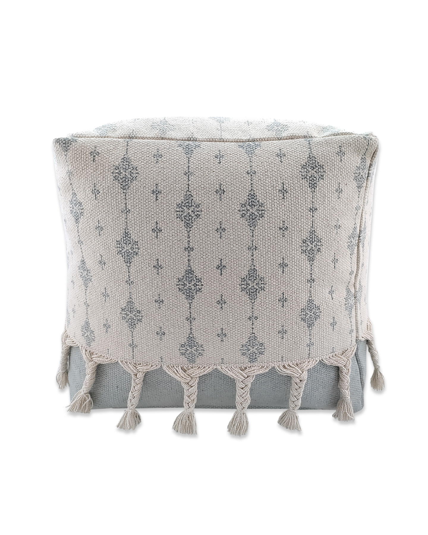IMG_20220810_114251-1.jpg Soft White and Grey Pouf for Balcony - PF 075 (40x40x40cm) - الصورة 2