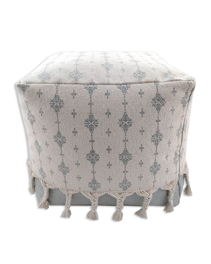⁦Soft White and Grey Pouf for Balcony - PF 075 (40x40x40cm)⁩ - الصورة ⁦1⁩