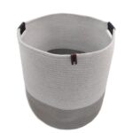 White & Grey Handmade Cotton Basket with Handle - BS 019