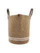 Natural & White Handmade Jute & Cotton Basket - BS 020 (40Dx50Hcm)