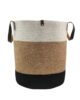Natural, White & Black Jute & Cotton Basket - BS 018 (50Dx40Hcm)