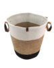 Natural, White & Black Jute & Cotton Basket - BS 018 (50Dx40Hcm) - Image 2
