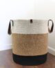 Natural, White & Black Jute & Cotton Basket - BS 018 (50Dx40Hcm) - Image 5