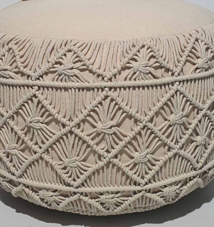 Close-up View of Macrame Pouf PF-070 by Ramsha Home