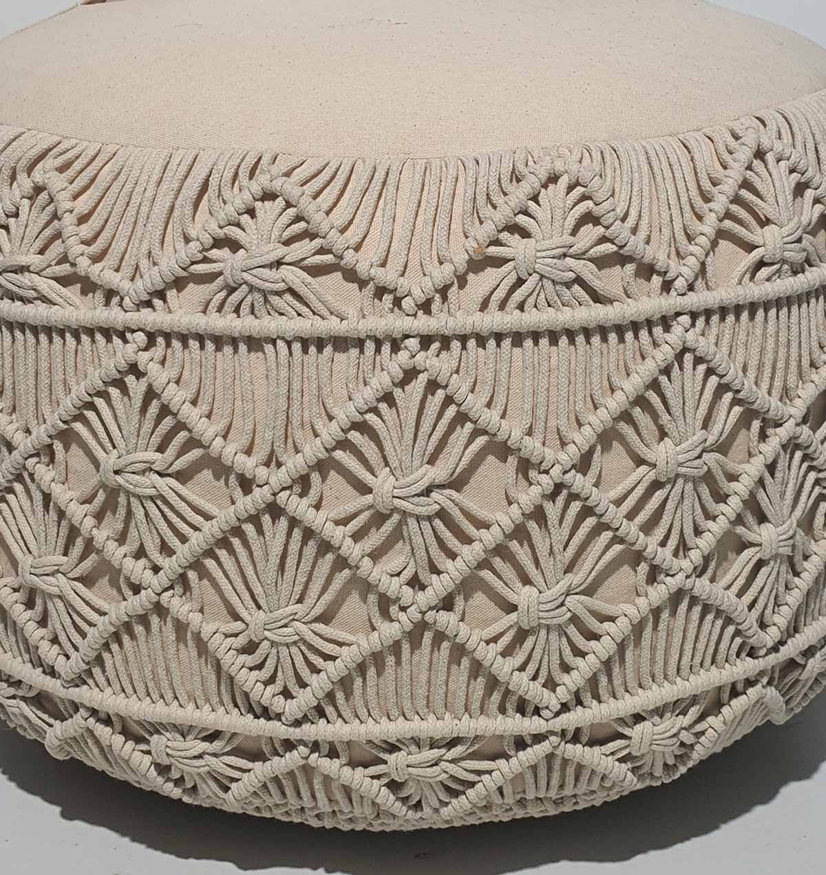 Close-up View of Macrame Pouf PF-070 by Ramsha Home Close-up View of Macrame Pouf PF-070 by Ramsha Home