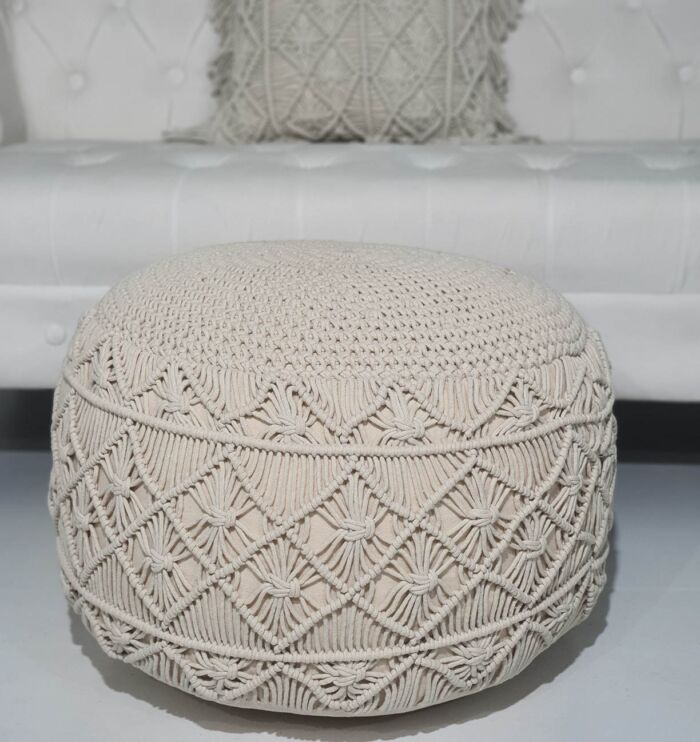 Macrame Pouf PF-070 50x50x30 cm by Ramsha Home