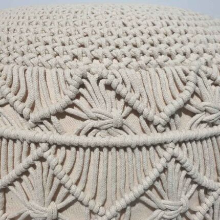 Detailed Close-up of Macrame Pouf PF-070 by Ramsha Home