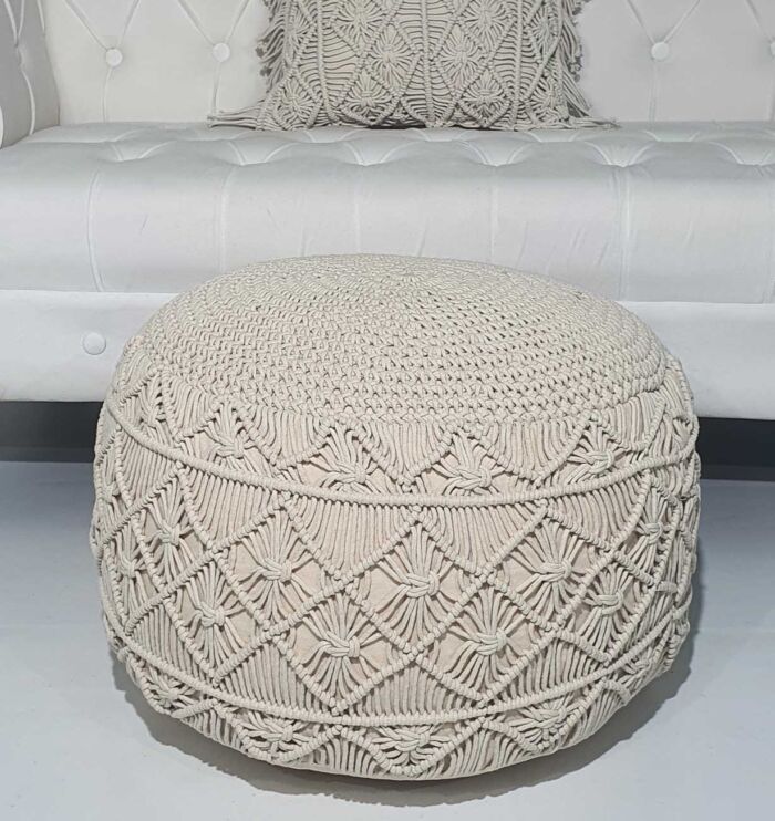Macrame Pouf PF-070 50x50x30 cm by Ramsha Home
