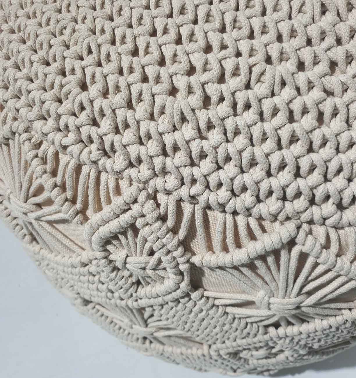 Close-up View of Macrame Pouf PF-071 by Ramsha Home Close-up View of Macrame Pouf PF-071 by Ramsha Home