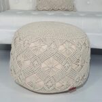 Front View of Macrame Pouf PF-071 by Ramsha Home