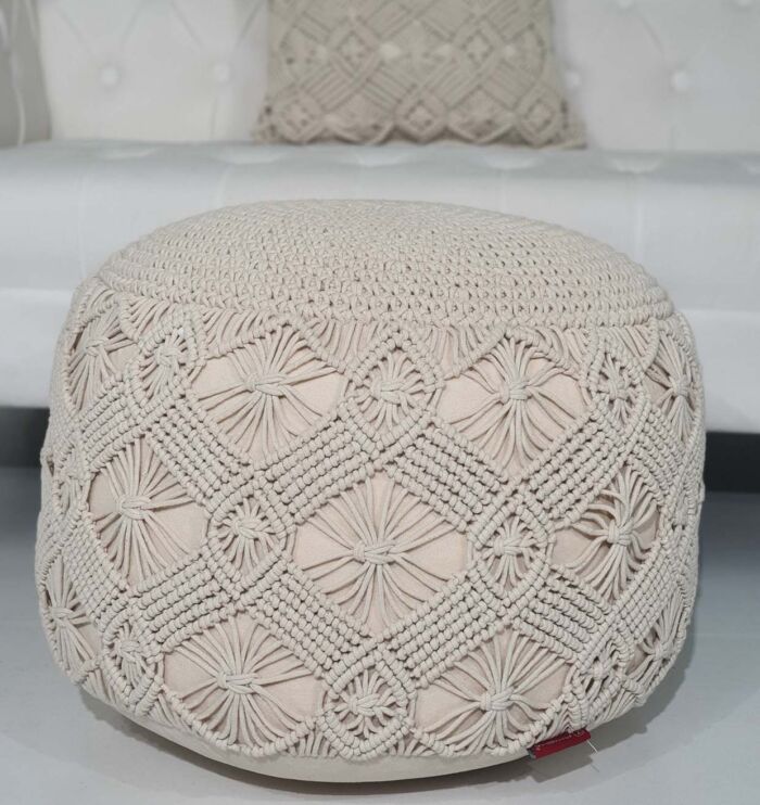 Macrame Pouf PF-071 50x50x30 cm by Ramsha Home
