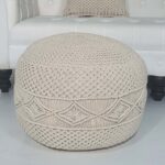 Front View of Macrame Pouf PF-072 by Ramsha Home