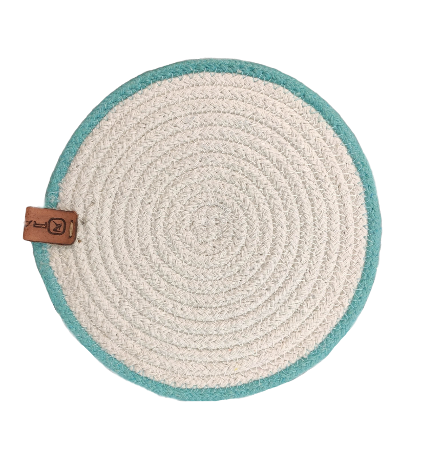 PM-09-1-1.png Blue & White Color Round Cotton Placemat - PM 009 - Image 1