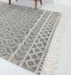 Chic 170x240cm white and black woven rug, SR 005, made from wool and cotton, designed to complement modern and classic decor by Ramsha Home.