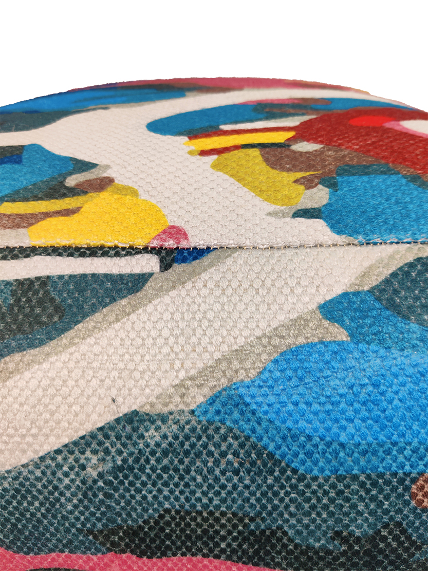 Printed Pouf: Home Decor, Multi Color, 50x50x30cm Home decor printed pouf, multi color 50x50x30cm - colorful and comfortable seating option by Ramsha Home.