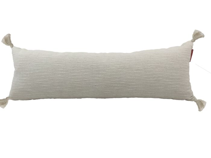 ⁦White Color Cotton & Polyester Cushion with Filler for Playroom, Bedroom - CS 215 (30x90cm)⁩ - الصورة ⁦1⁩