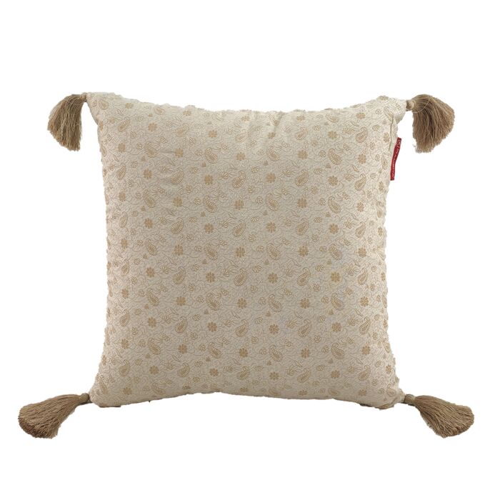 White & Gold Color Polyester Cushion with Filler for Living Room, Couch - CS 231 (45x45cm) - Image 1