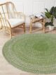 Handmade Green & White Color Cotton Round Braided Rug - BR 006 - الصورة 5