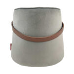 Grey comfort polyester pouf with leather handle PF-022 By Ramsha Home