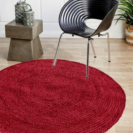 BR 060 handmade indoor mat braided jute round rug, 120cm, adding natural charm to your space by Ramsha Home.