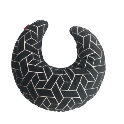 Elegant 45x45cm poly velvet moon shape pillow in black and silver with filler, CS-110, perfect for adding a touch of luxury to home decor by Ramsha Home.