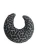 Elegant 45x45cm poly velvet moon shape pillow in black and silver with filler, CS-110, perfect for adding a touch of luxury to home decor by Ramsha Home.