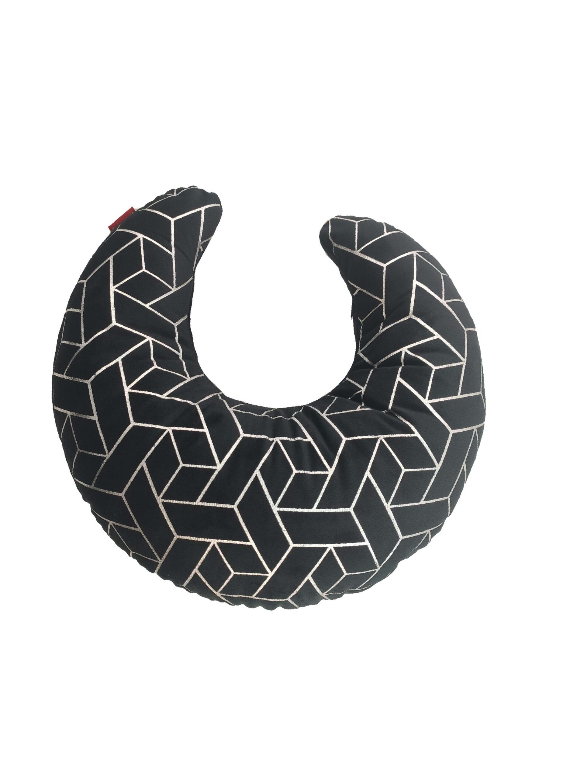 Elegant 45x45cm Poly Velvet Moon Shape Pillow with Filler (CS-110) in Black and Silver for Luxury Home Decor by Ramsha Home Elegant 45x45cm poly velvet moon shape pillow in black and silver with filler, CS-110, perfect for adding a touch of luxury to home decor by Ramsha Home.