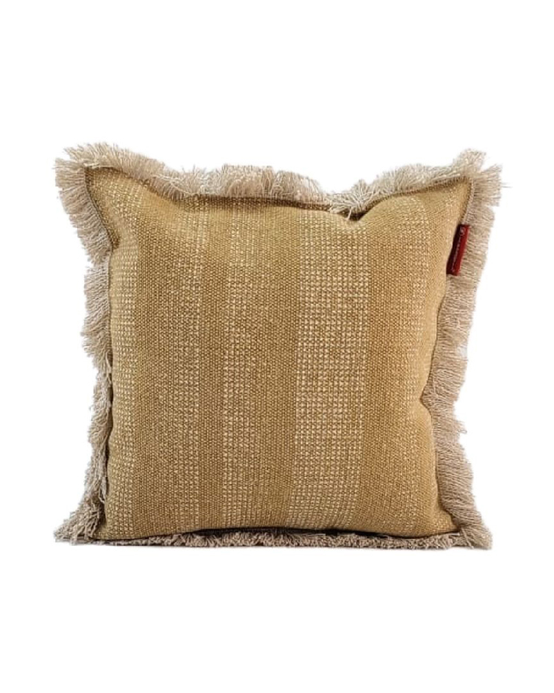 RAMSHA CARPETS UAE(DONT TOUCH) Beige Color Handmade Decor Cotton Cushion with Filler - CS 141 (45x45cm) - الصورة 1